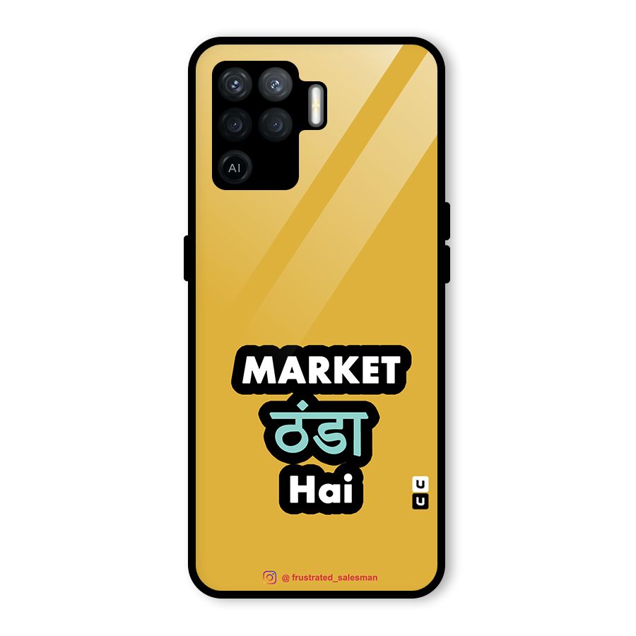 Market Thanda Hai Mustard Yellow Glass Back Case for Oppo F19 Pro