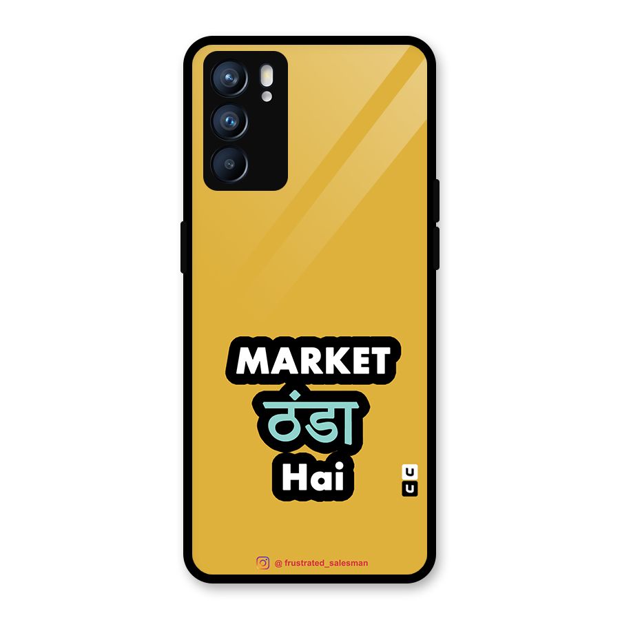 Market Thanda Hai Mustard Yellow Glass Back Case for Oppo Reno6 5G