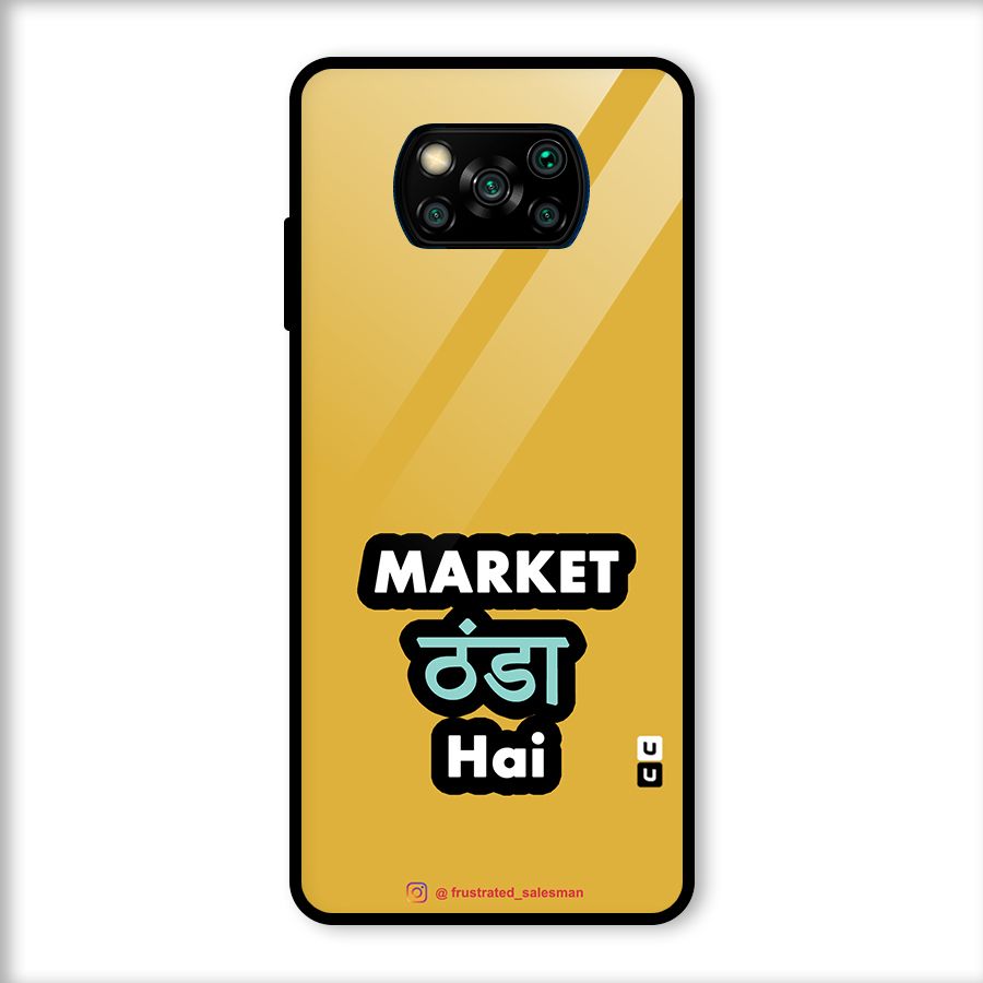 Market Thanda Hai Mustard Yellow Glass Back Case for Poco X3