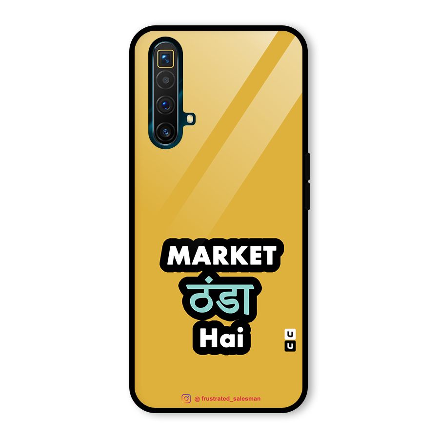 Market Thanda Hai Mustard Yellow Glass Back Case for Realme X3