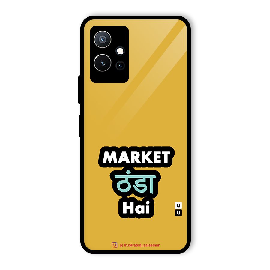 Market Thanda Hai Mustard Yellow Glass Back Case for Vivo T1 5G