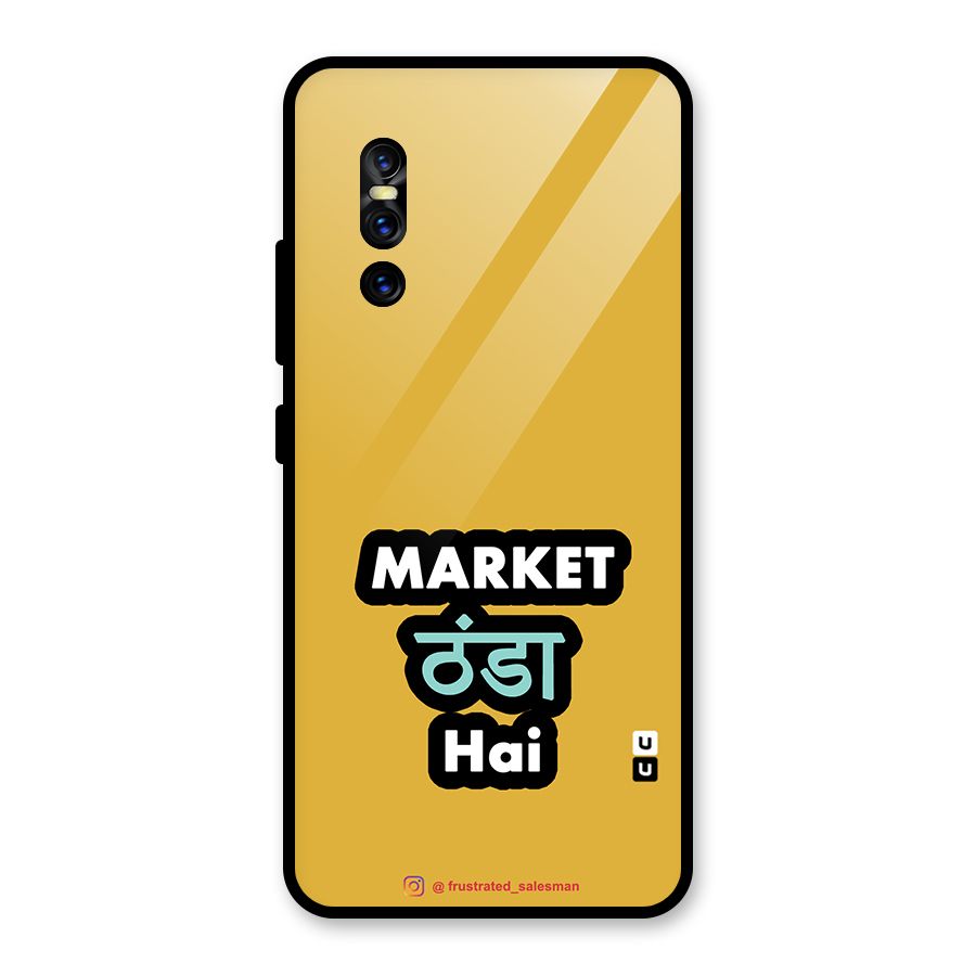 Market Thanda Hai Mustard Yellow Glass Back Case for Vivo V15 Pro