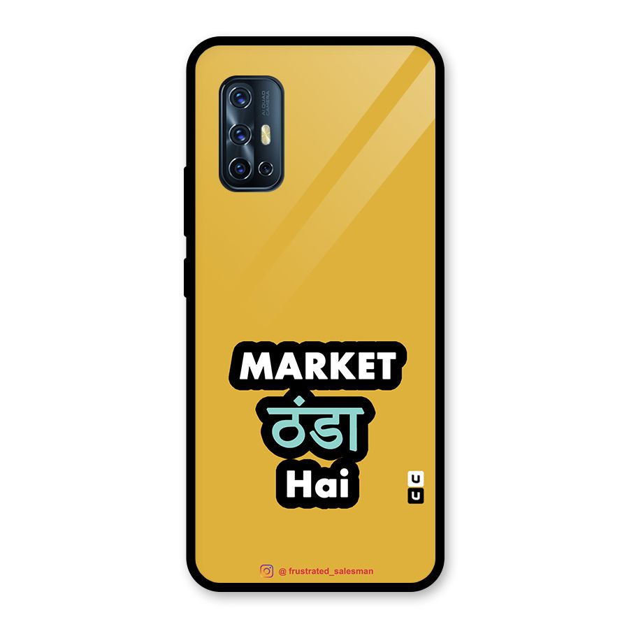 Market Thanda Hai Mustard Yellow Glass Back Case for Vivo V17