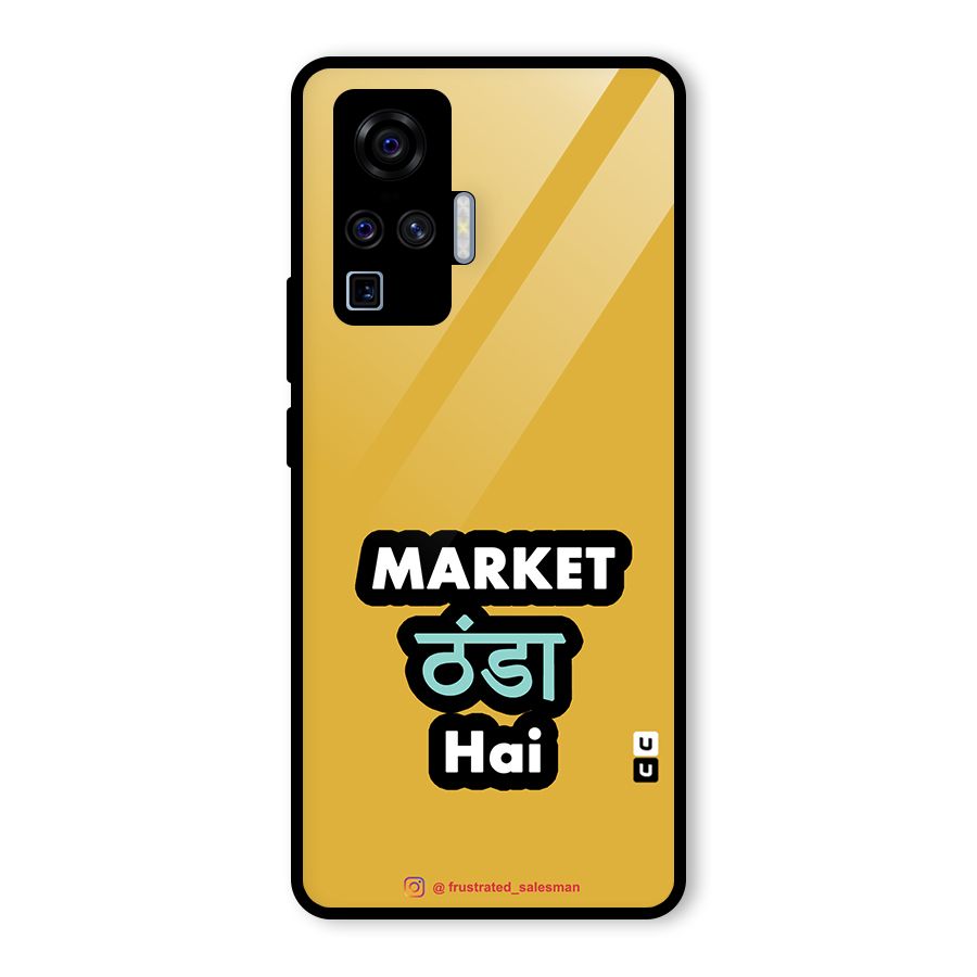Market Thanda Hai Mustard Yellow Glass Back Case for Vivo X50 Pro