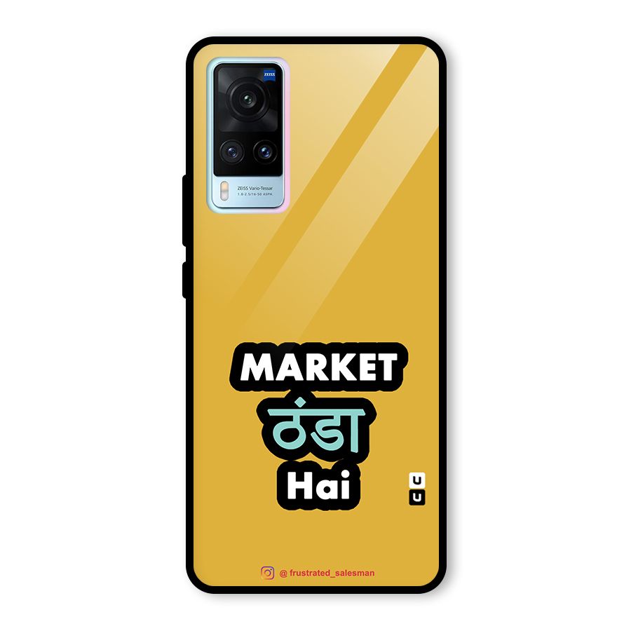 Market Thanda Hai Mustard Yellow Glass Back Case for Vivo X60