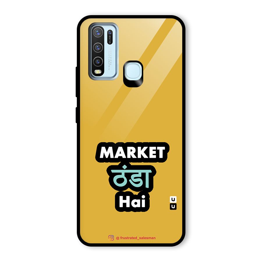 Market Thanda Hai Mustard Yellow Glass Back Case for Vivo Y50