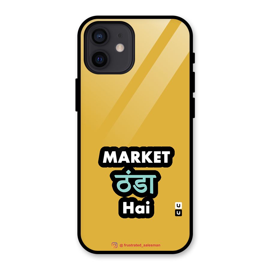 Market Thanda Hai Mustard Yellow Glass Back Case for iPhone 12