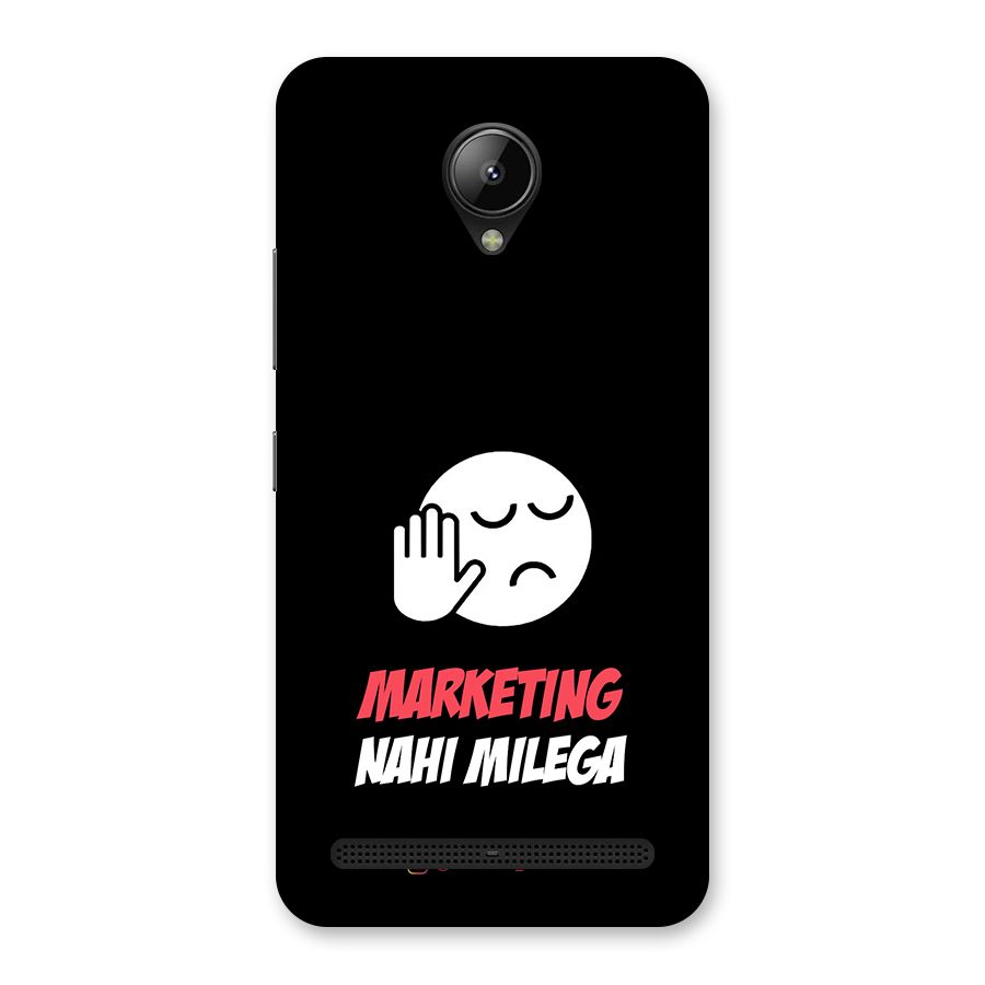 Marketing Nahi Milega Black Back Case for Lenovo C2