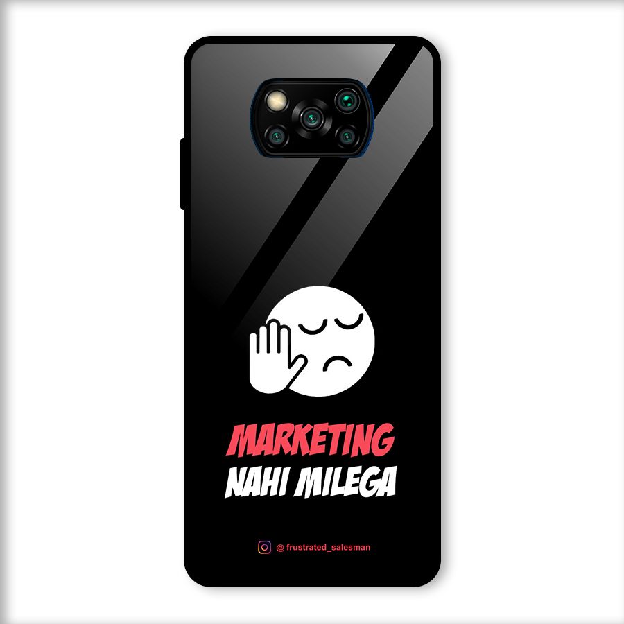 Marketing Nahi Milega Black Glass Back Case for Poco X3