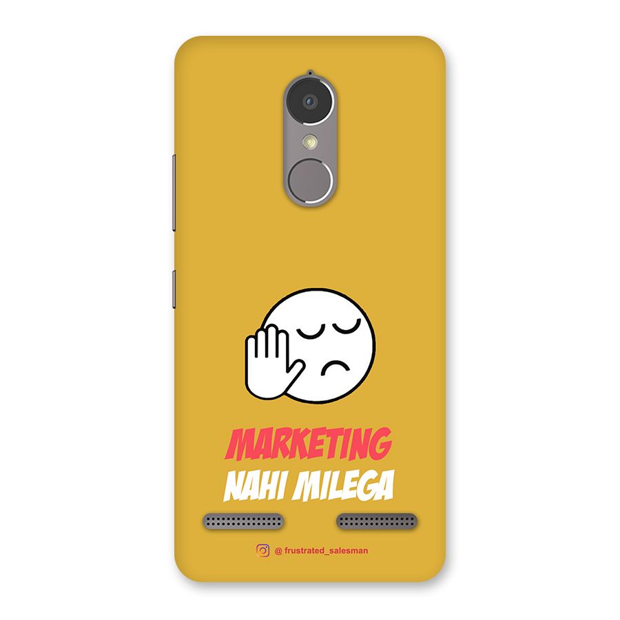 Marketing Nahi Milega Mustard Yellow Back Case for Lenovo K6