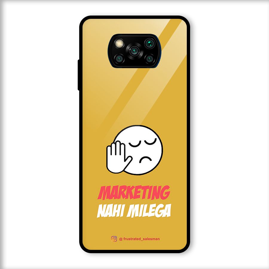 Marketing Nahi Milega Mustard Yellow Glass Back Case for Poco X3