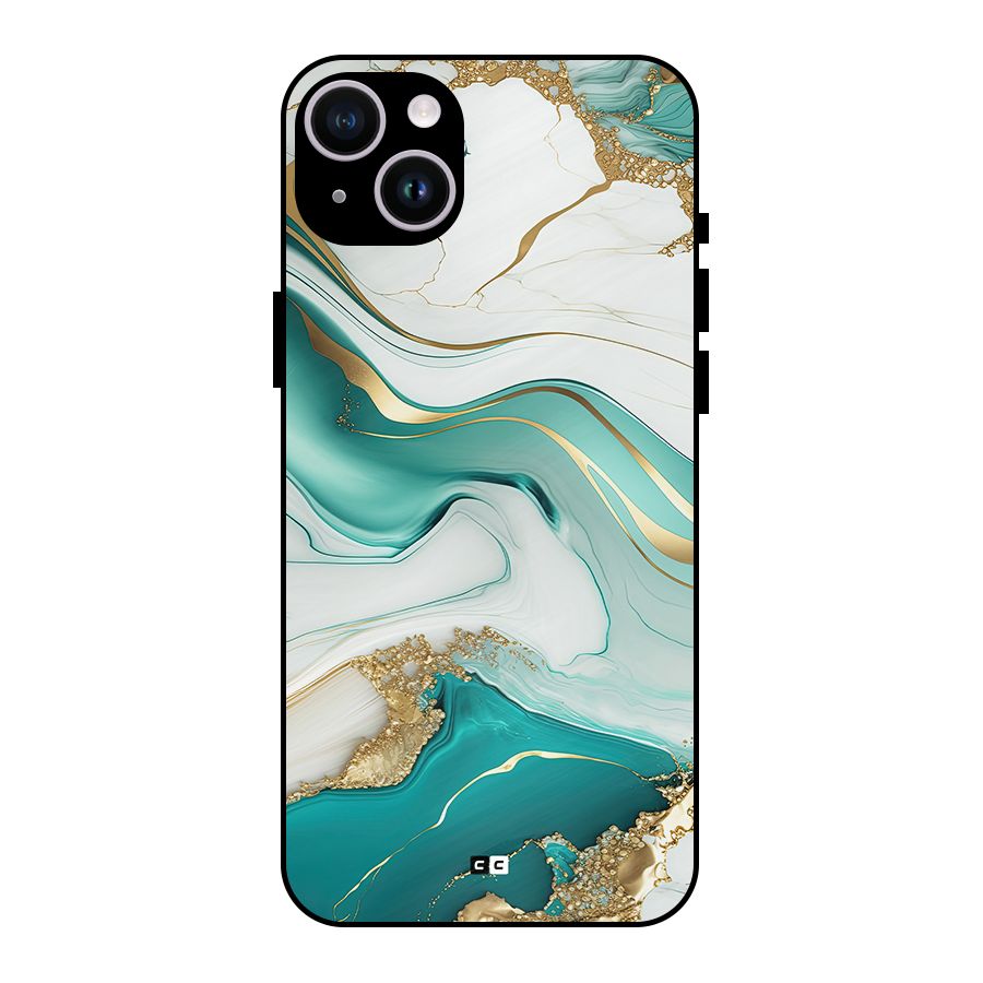 Marvelous Marble Metal Back Case for iPhone 14 Plus