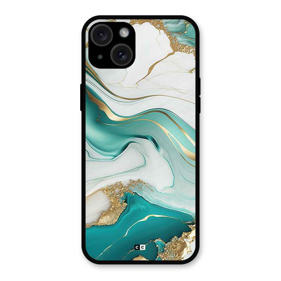 Marvelous Marble Metal Back Case for iPhone 15 Plus