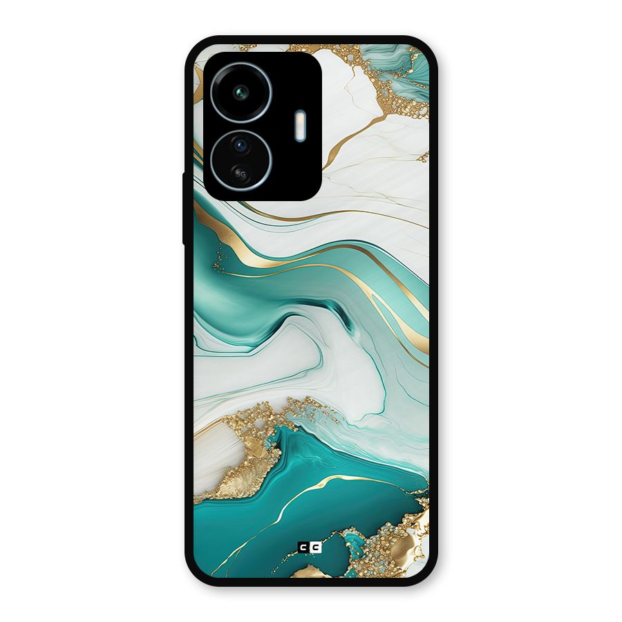 Marvelous Marble Metal Back Case for vivo iQOO Z6 Lite 5G