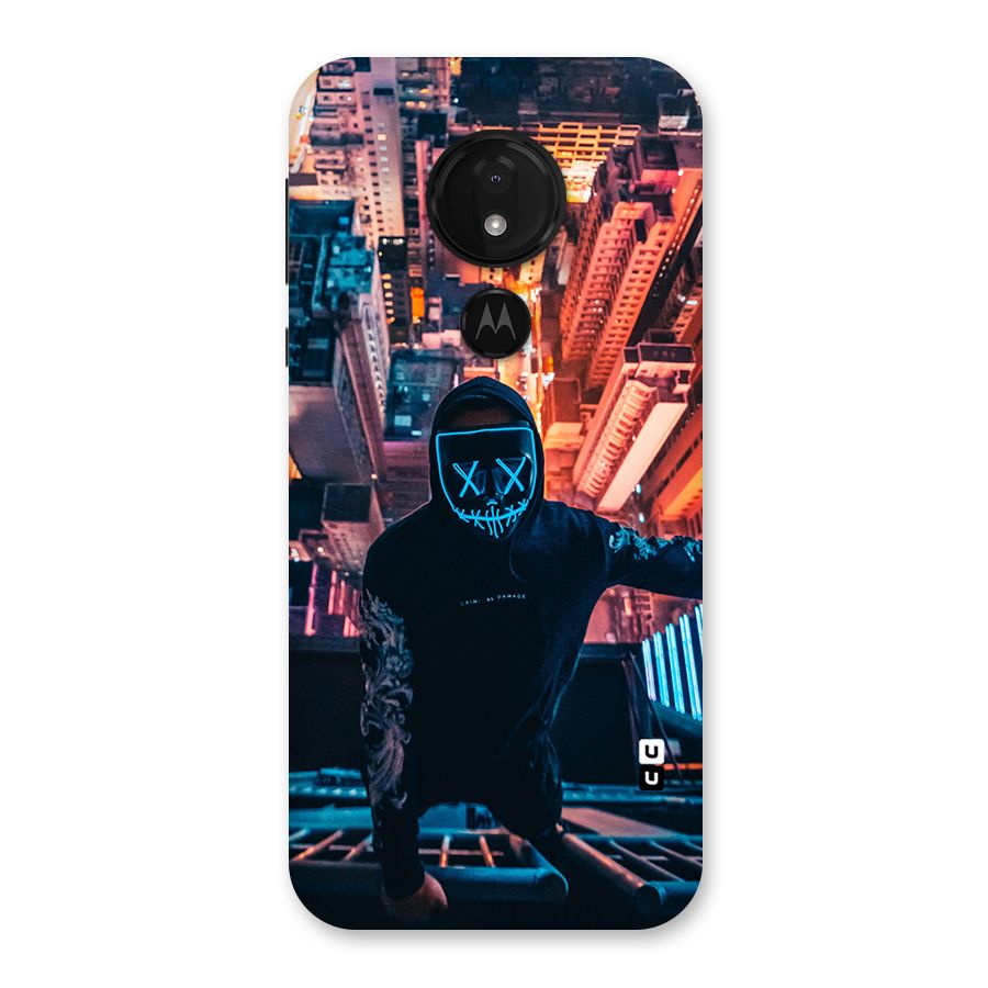 Mask Guy Climbing Building Back Case for Moto G7 Power
