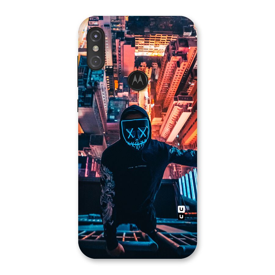 Mask Guy Climbing Building Back Case for Motorola One Power