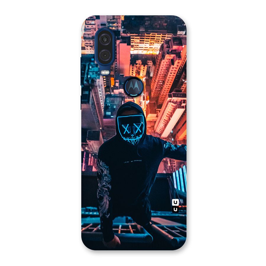 Mask Guy Climbing Building Back Case for Motorola One Vision