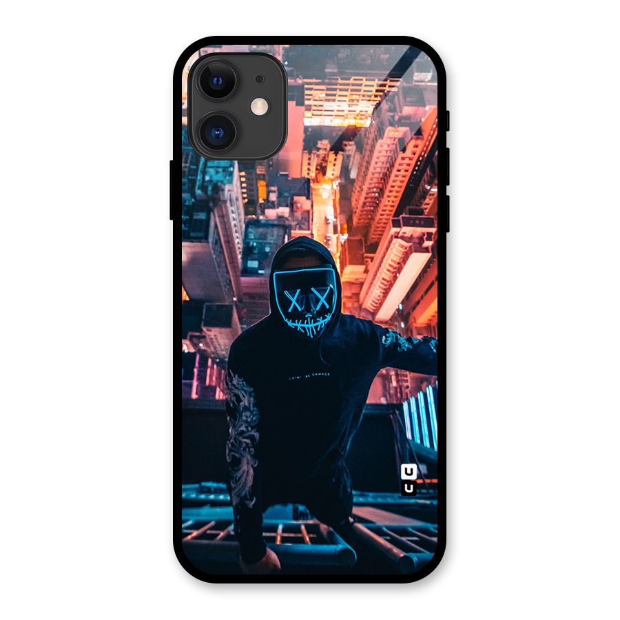 Mask Guy Climbing Building Glass Back Case for iPhone 11