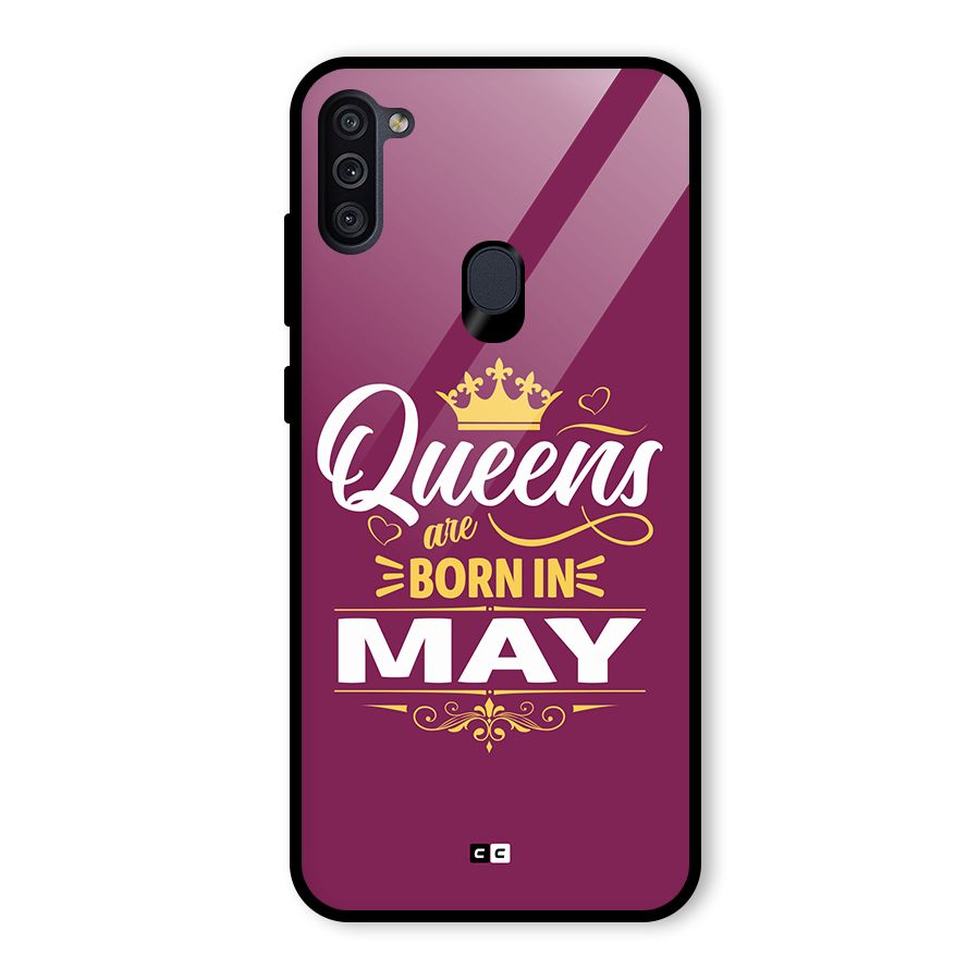 May Born Queens Glass Back Case for Galaxy M11