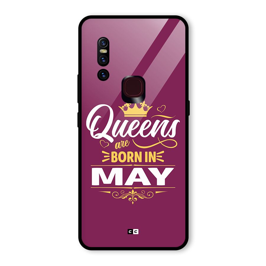 May Born Queens Glass Back Case for Vivo V15