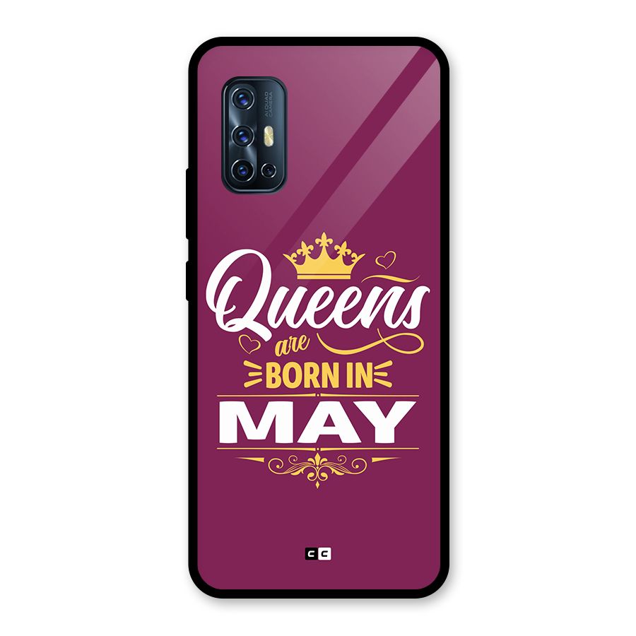 May Born Queens Glass Back Case for Vivo V17