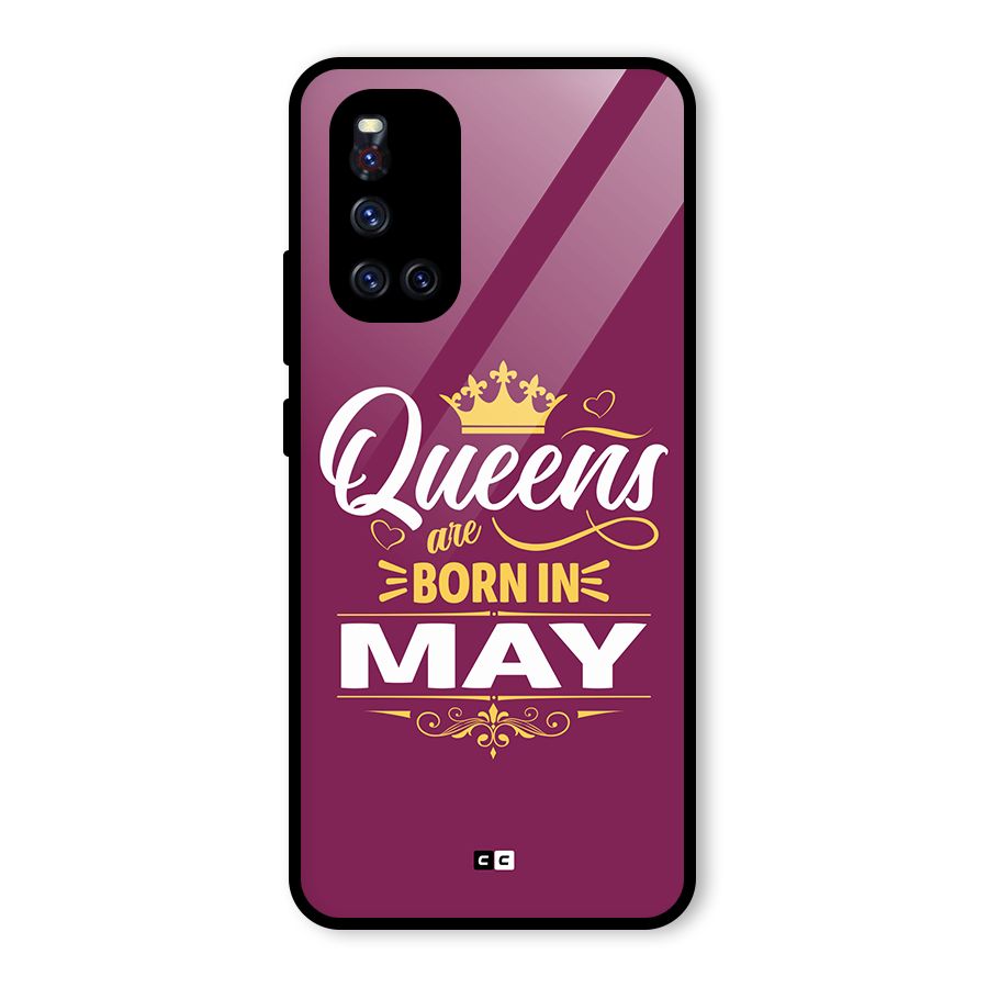 May Born Queens Glass Back Case for Vivo V19