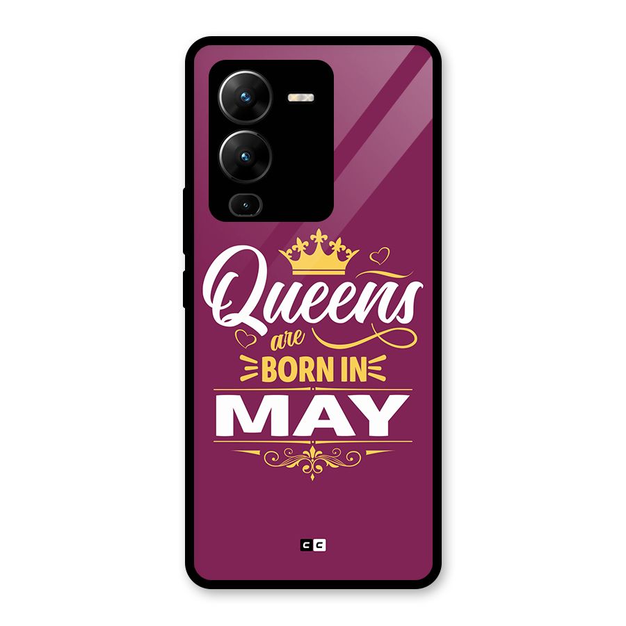 May Born Queens Glass Back Case for Vivo V25 Pro
