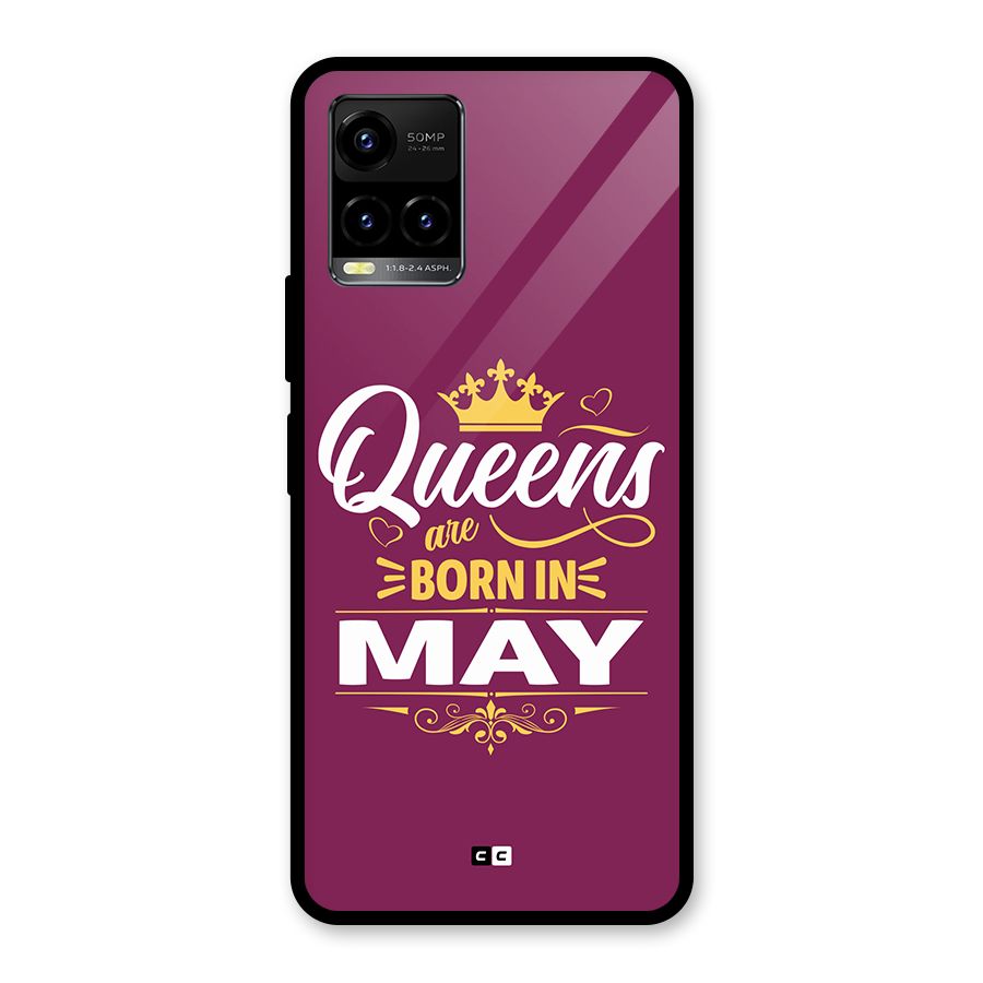 May Born Queens Glass Back Case for Vivo Y33s