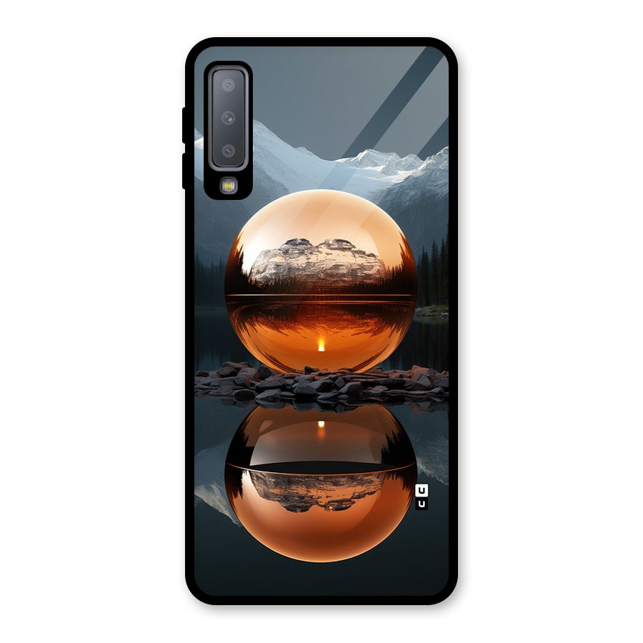 Metal Moon Glass Back Case for Galaxy A7 (2018)