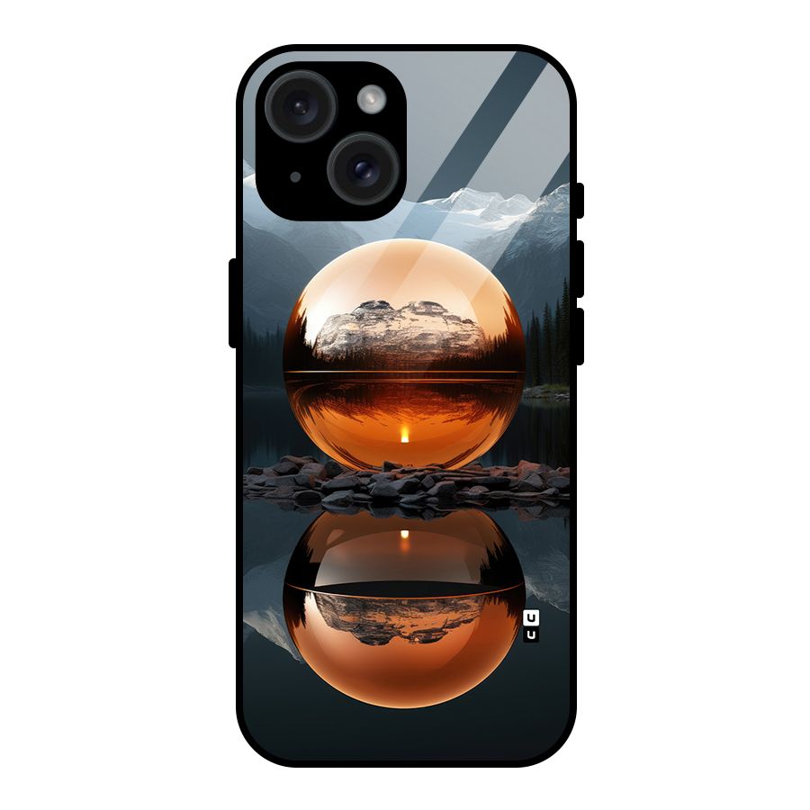 Metal Moon Glass Back Case for iPhone 15