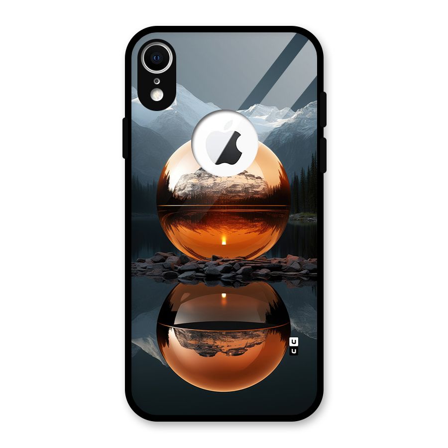 Metal Moon Glass Back Case for iPhone XR Logo Cut