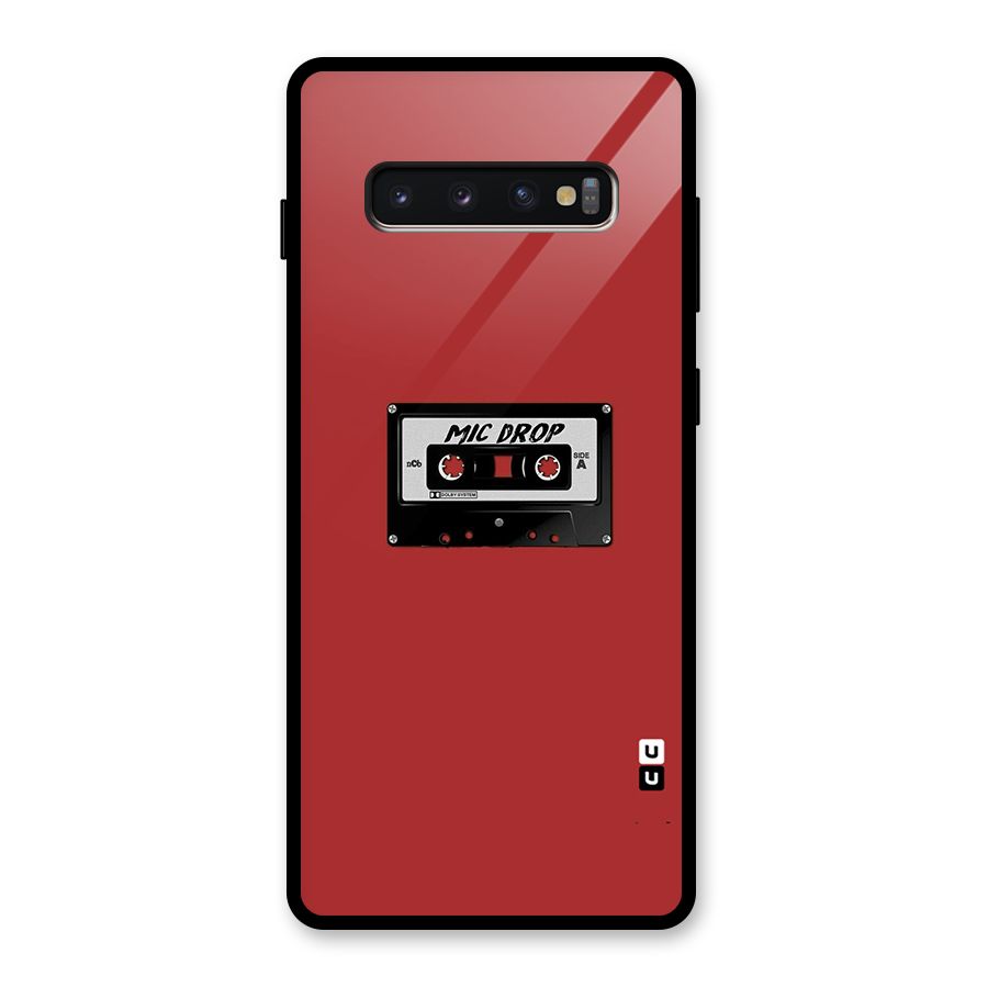 Mic Drop Cassette Minimalistic Glass Back Case for Galaxy S10 Plus