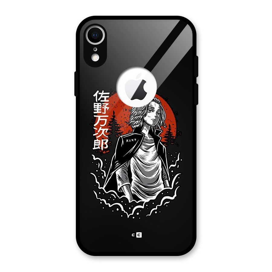 Mickey illustration Glass Back Case for iPhone XR Logo Cut