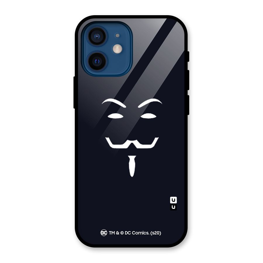 Minimal Anonymous Mask Glass Back Case for iPhone 12 Mini