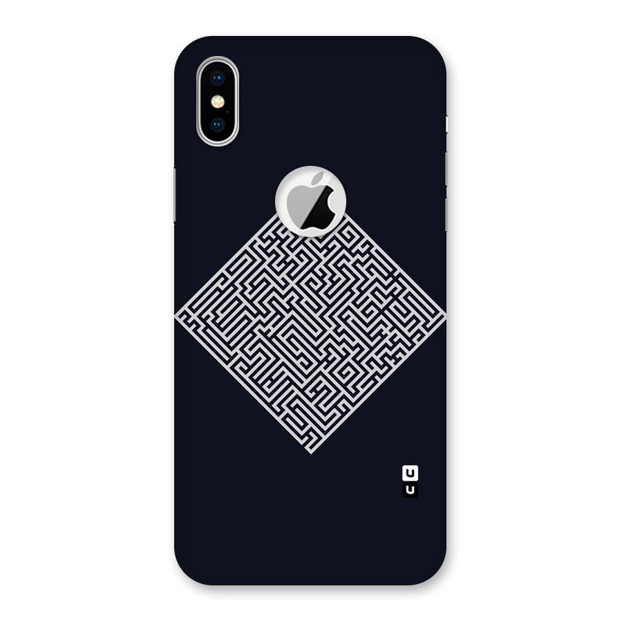 Minimal Maze Pattern Back Case for iPhone X Logo Cut