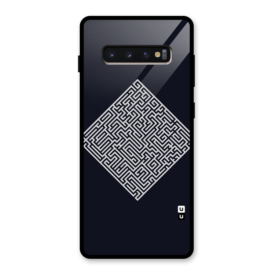 Minimal Maze Pattern Glass Back Case for Galaxy S10 Plus