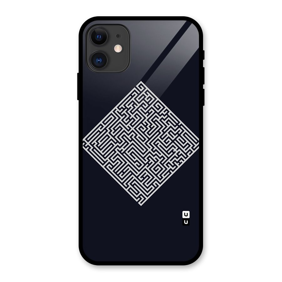 Minimal Maze Pattern Glass Back Case for iPhone 11