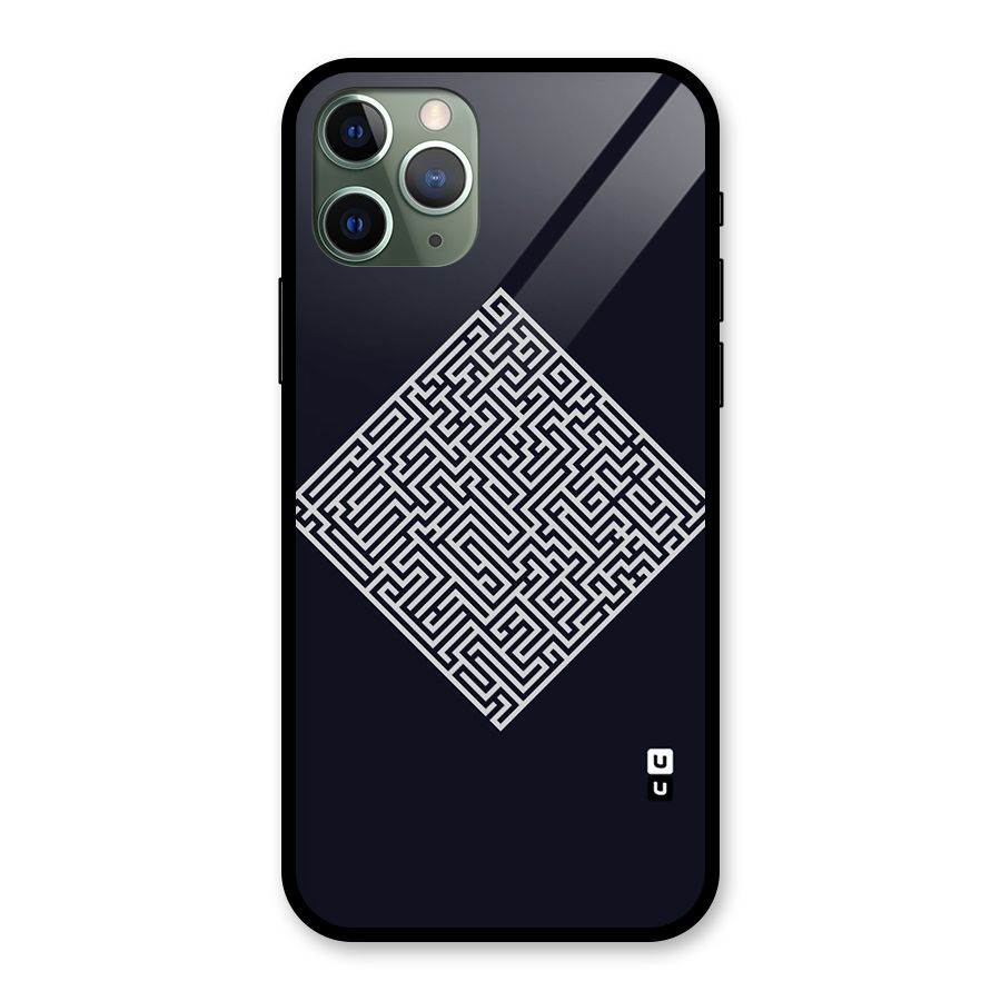 Minimal Maze Pattern Glass Back Case for iPhone 11 Pro