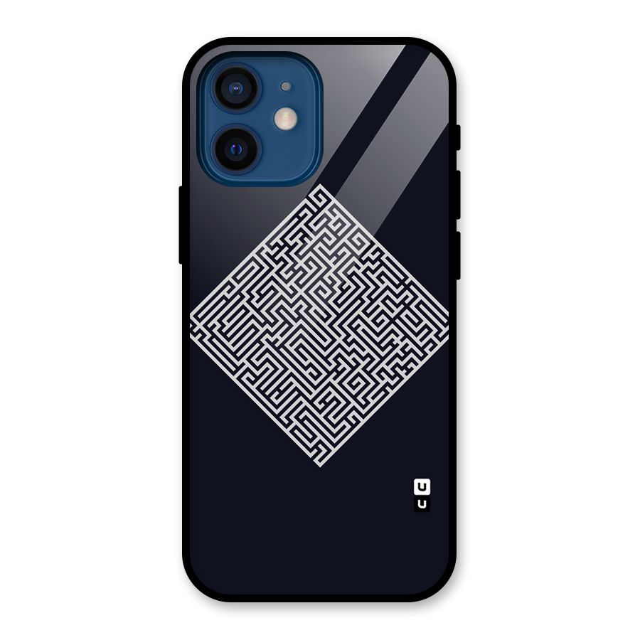 Minimal Maze Pattern Glass Back Case for iPhone 12 Mini
