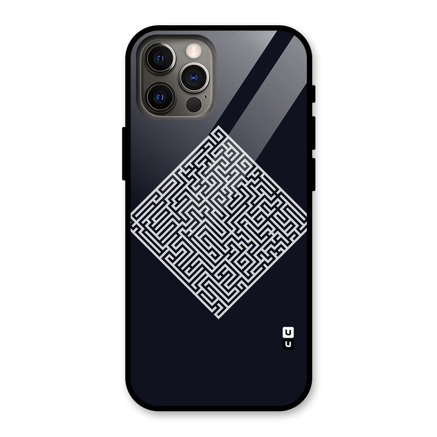 Minimal Maze Pattern Glass Back Case for iPhone 12 Pro