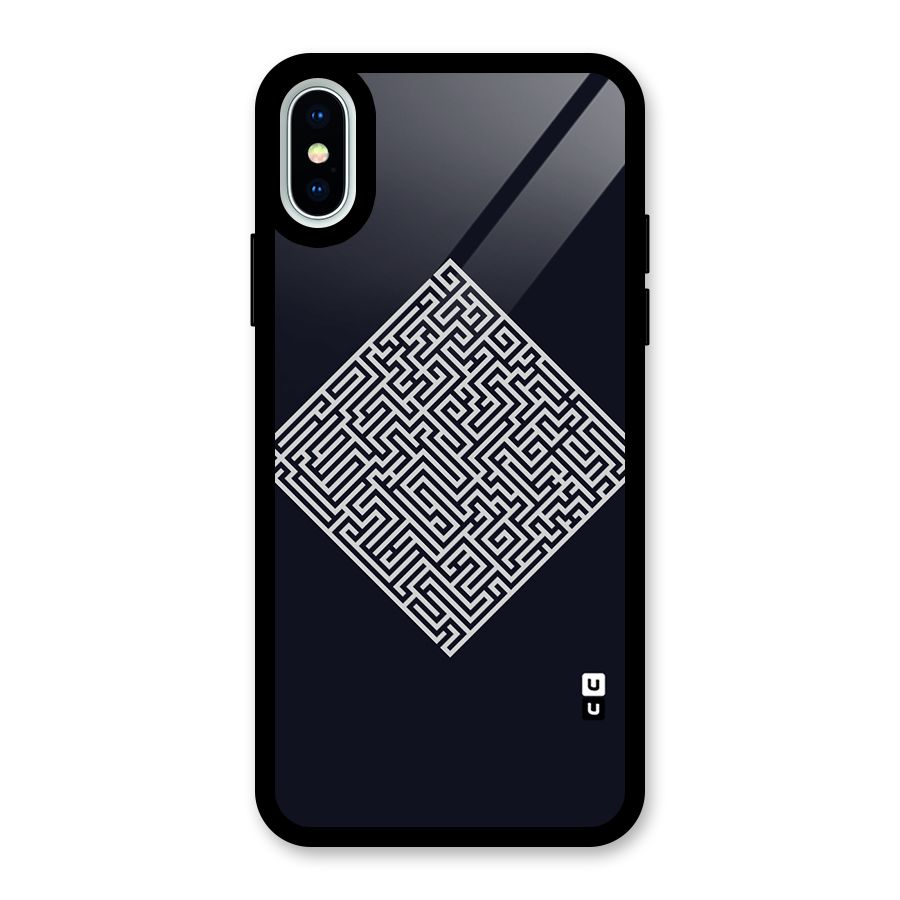 Minimal Maze Pattern Glass Back Case for iPhone XS