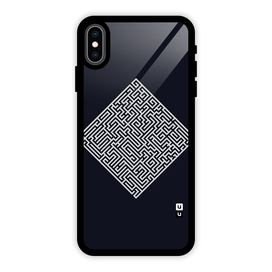 Minimal Maze Pattern Glass Back Case for iPhone XS Max