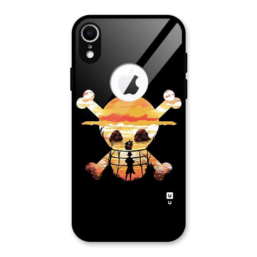 Minimal One Piece Glass Back Case for iPhone XR Logo Cut