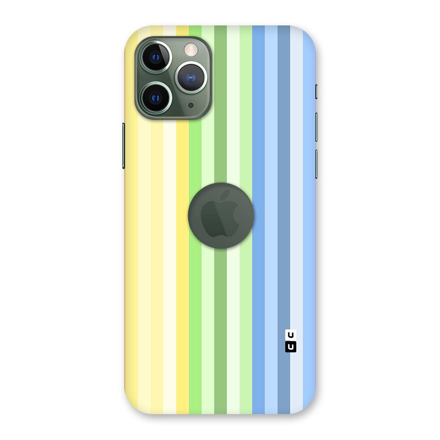 Minimal Pastel Shades Stripes Back Case for iPhone 11 Pro Logo  Cut