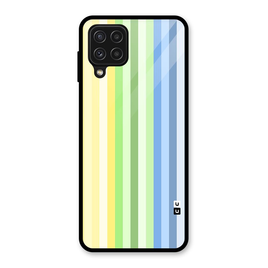 Minimal Pastel Shades Stripes Glass Back Case for Galaxy A22 4G