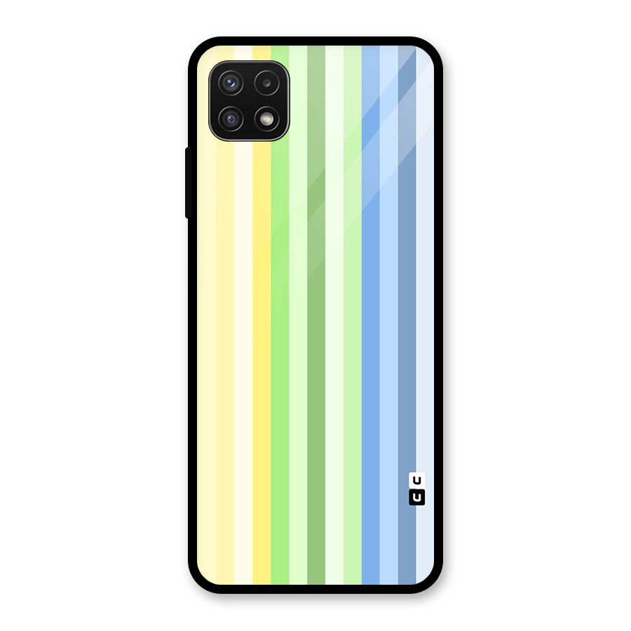 Minimal Pastel Shades Stripes Glass Back Case for Galaxy A22 5G