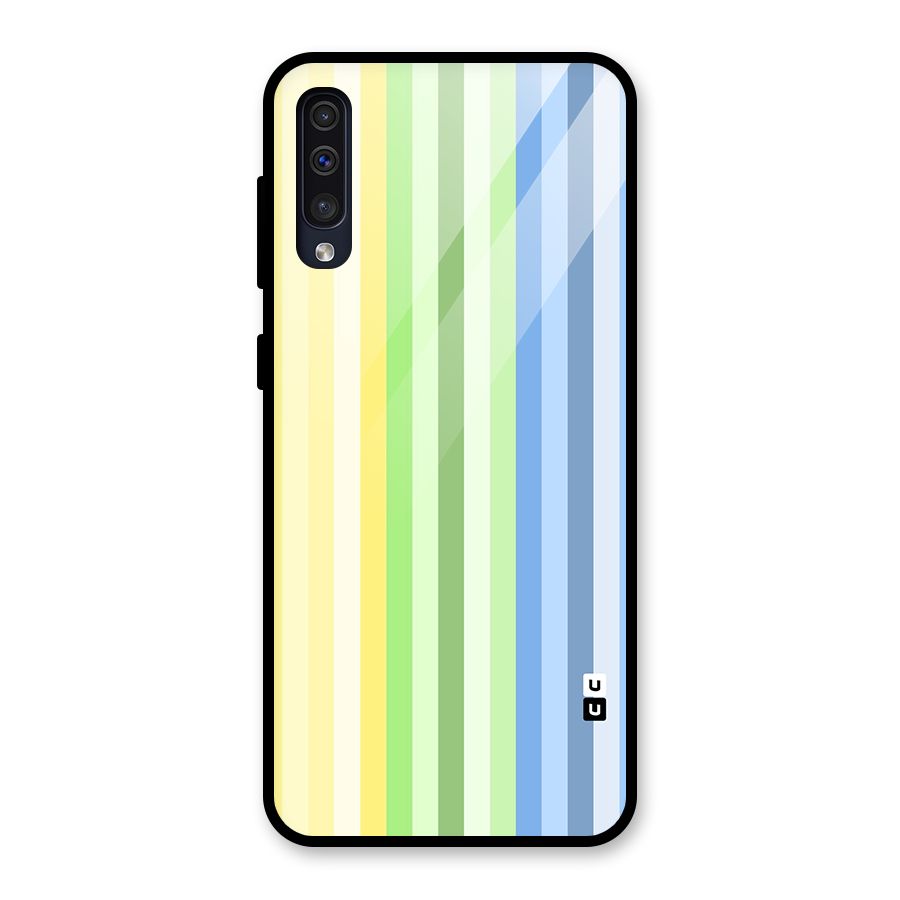 Minimal Pastel Shades Stripes Glass Back Case for Galaxy A50
