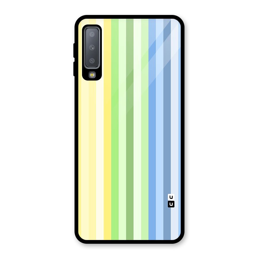Minimal Pastel Shades Stripes Glass Back Case for Galaxy A7 (2018)