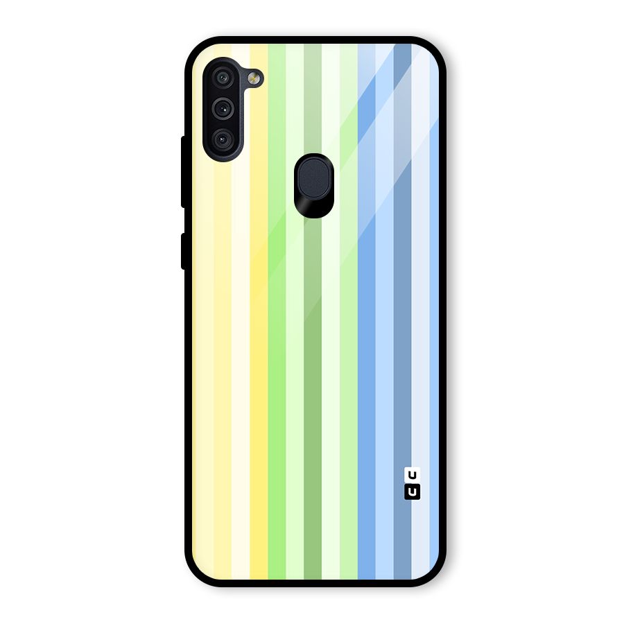 Minimal Pastel Shades Stripes Glass Back Case for Galaxy M11