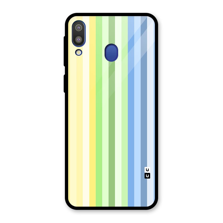 Minimal Pastel Shades Stripes Glass Back Case for Galaxy M20